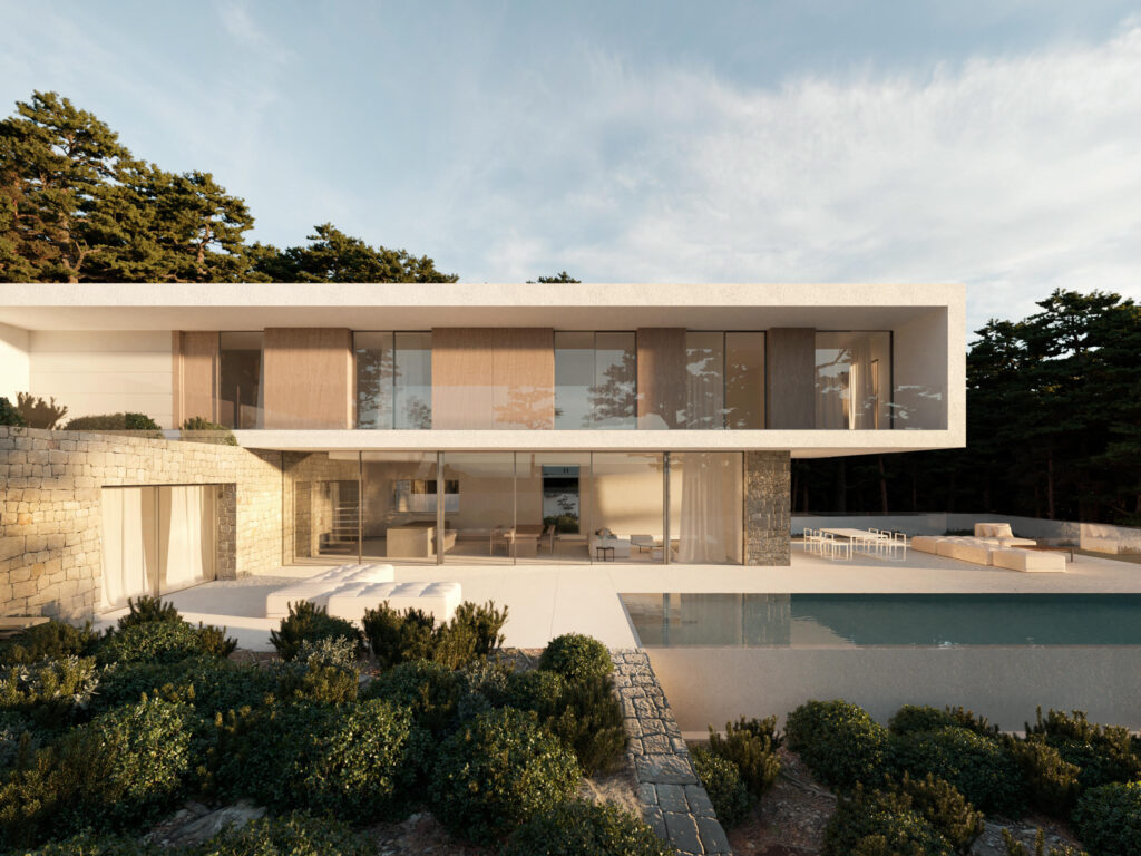 3573MOR Moderne nieuwbouw villa met zeezicht te koop in Moraira